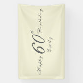 Moderne elegante Creme 60. Geburtstagsfeier Banner (Vertikal)