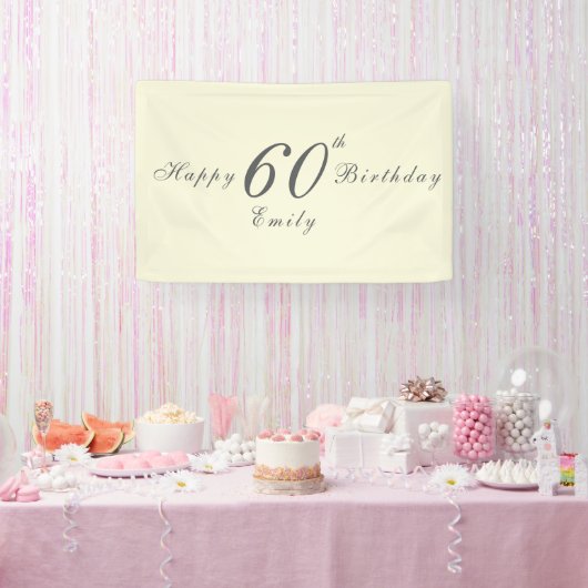 Moderne elegante Creme 60. Geburtstagsfeier Banner (Party)