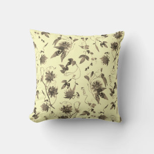 Moderne elegante Creme-Beige-Braun-Blumen Kissen