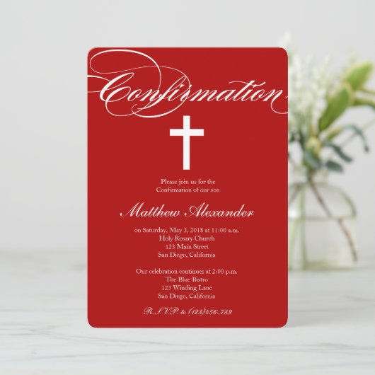 Moderne elegante Cross-Bestätigung Einladung (Stehend Vorderseite)