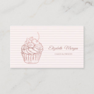 Moderne Elegante Cupcake, Süßigkeiten, Gestreift Visitenkarte
