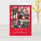 Moderne Elegante Custom Foto Collage Rote Valentin Karte (Gelbe Blume)