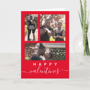 Moderne Elegante Custom Foto Collage Rote Valentin Karte