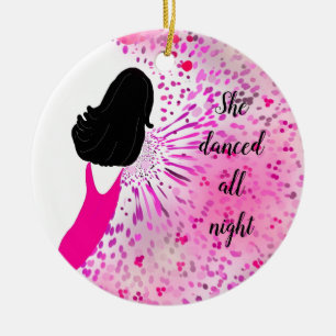 Moderne elegante Dame in Rosa Keramik Ornament