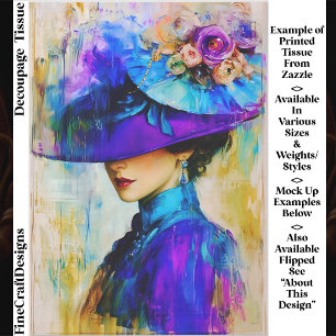 Moderne elegante Dame mit Hut, Violett FR1L Decoup Seidenpapier