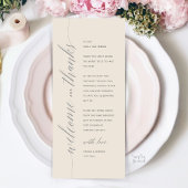Moderne elegante Dankeskarten für das Hochzeitsdin Programm
