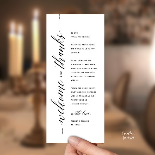 Moderne elegante Dankeskarten für das Hochzeitsdin Programm
