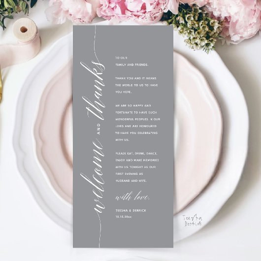 Moderne elegante Dankeskarten für das Hochzeitsdin Programm