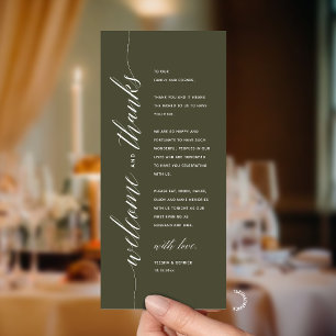 Moderne elegante Dankeskarten für das Hochzeitsdin Programm