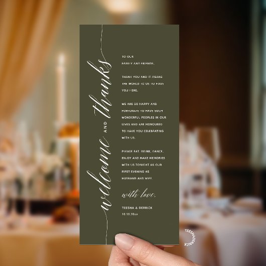 Moderne elegante Dankeskarten für das Hochzeitsdin Programm