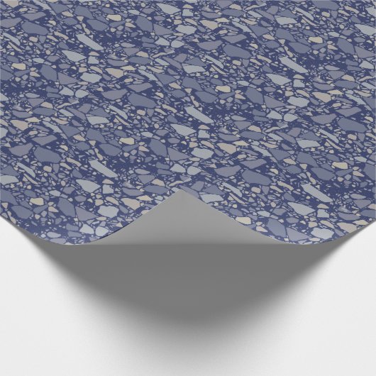Moderne Elegante Dark Blue Terrazzo Geschenkpapier (Ecke)