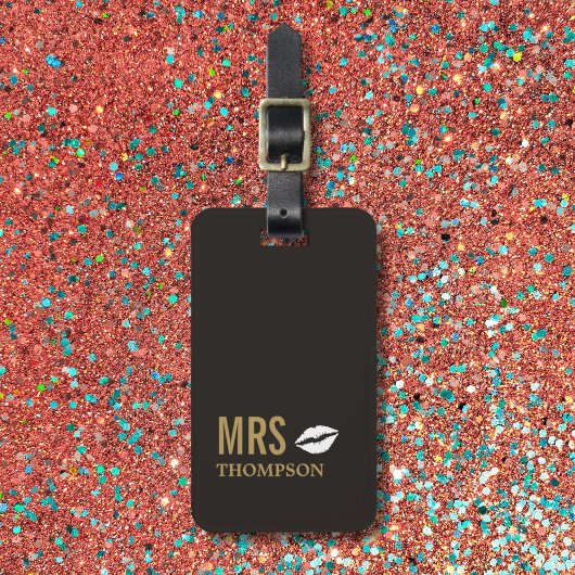 Moderne elegante Dark Golden White Lips Mrs. Gepäckanhänger