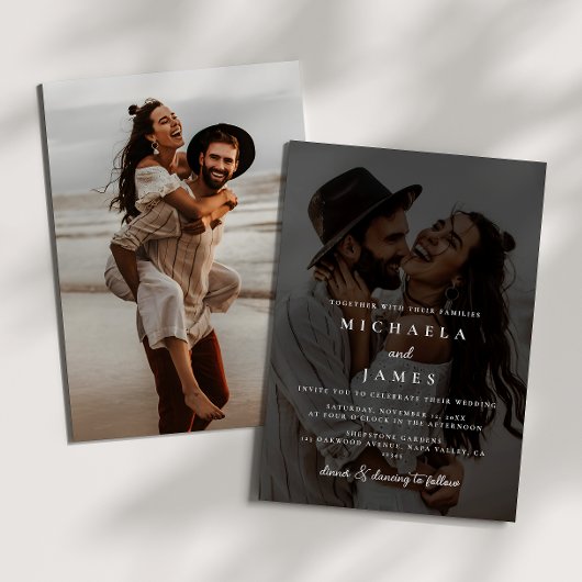 Moderne elegante Dark & Moody Simple Wedding Einladung