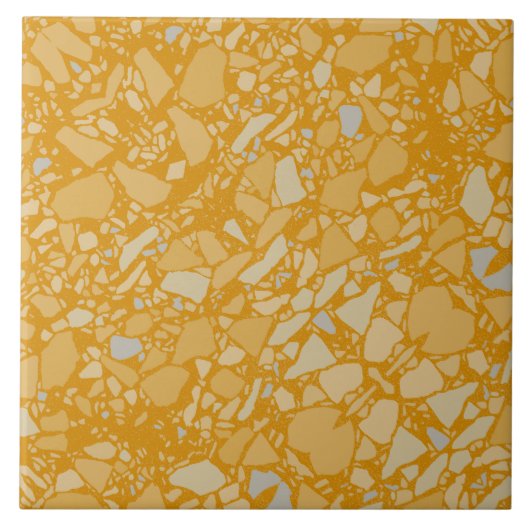 Moderne Elegante Dark Mustard Terrazzo Effekt Tile Fliese (Vorderseite)