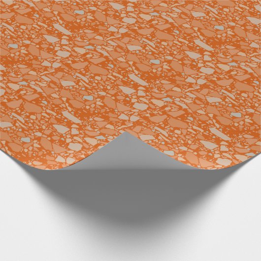 Moderne Elegante Dark Orange Terrazzo Kunst, Dicht Geschenkpapier (Ecke)