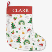 Moderne Elegante Dekorative Weihnachtsbilder Großer Weihnachtsstrumpf (Vorderseite)