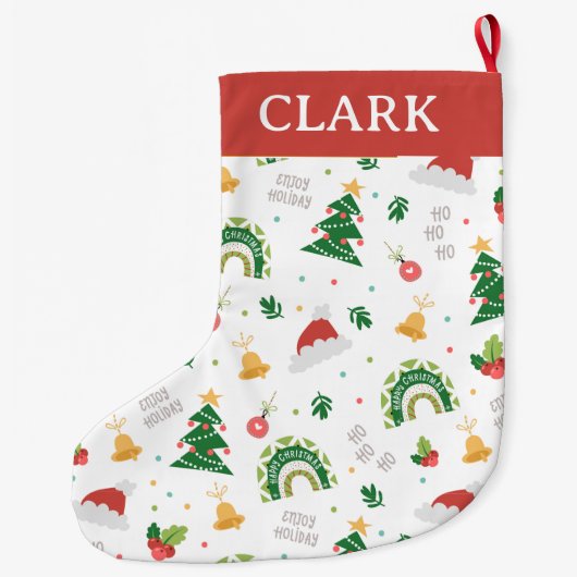 Moderne Elegante Dekorative Weihnachtsbilder Großer Weihnachtsstrumpf (Rückseite)