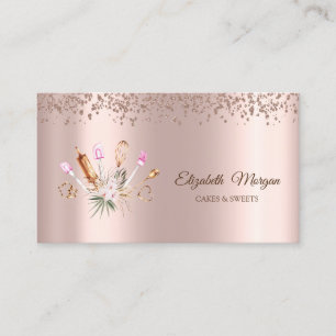 Moderne elegante Diamanten, florale Backwerkzeuge Visitenkarte