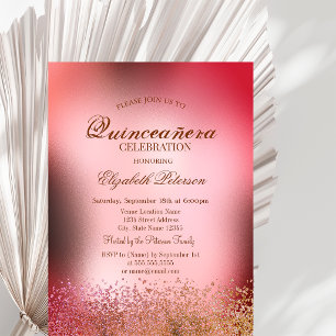 Moderne Elegante Diamanten Metallic Quinceañera Einladung