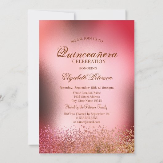 Moderne Elegante Diamonds Metallic Quinceñera Einladung (Vorderseite)