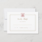 Moderne, elegante, doppelte Happiness Chinesische RSVP Karte (Vorderseite)