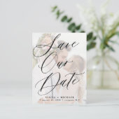 Moderne, elegante Drehbuch-Foto Hochzeit speichern Ankündigungspostkarte (Stehend Vorderseite)