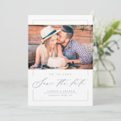 Moderne, elegante Drehbuch-Foto Hochzeit speichern Save The Date (Stehend Vorderseite)
