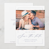 Moderne, elegante Drehbuch-Foto Hochzeit speichern Save The Date (Vorne/Hinten)