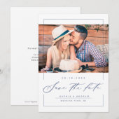 Moderne, elegante Drehbuch-Foto Hochzeit speichern Save The Date (Vorne/Hinten)