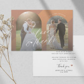 Moderne, elegante Drehbuch Terracotta Foto Hochzei Dankeskarte