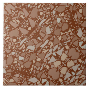 Moderne Elegante Dunkelbraun Terrazzo Kunstvoll wa Fliese
