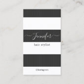 Moderne Elegante Dunkelgrau Weiße Streifen Haar Visitenkarte (Vorderseite)