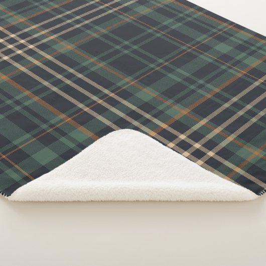 Moderne elegante dunkelgrüne Karos  Sherpadecke (3/4)