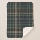 Moderne elegante dunkelgrüne Karos  Sherpadecke (Vorderseite)