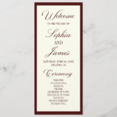 Moderne Elegante Dunkle Burgunder Hochzeit Programm (Vorderseite)