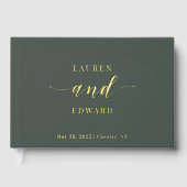 Moderne, elegante, dunkle Feier und Goldhochzeit Gästebuch (Vorderseite)