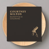 Moderne, elegante dunkle Imitate Goldschere Comb Quadratische Visitenkarte
