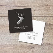 Moderne elegante dunkle Imitate Silberschere Comb Quadratische Visitenkarte