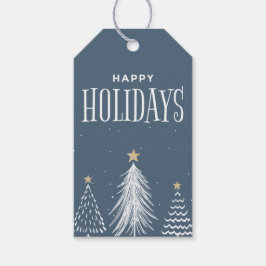 Moderne elegante Dusty Blue Happy Holidays Gift Ta Geschenkanhänger