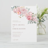 Moderne Elegante Dusty Rose Blumenhochzeit Einladung (Stehend Vorderseite)