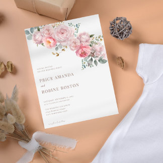 Moderne Elegante Dusty Rose Blumenhochzeit Einladung