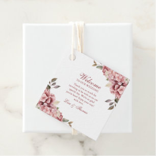 Moderne elegante Dusty Rose Hydrangea Wedding Geschenkanhänger