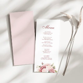 Moderne elegante Dusty Rose Hydrangea Wedding Menükarte