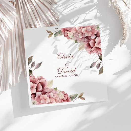 Moderne elegante Dusty Rose Hydrangea Wedding Serviette