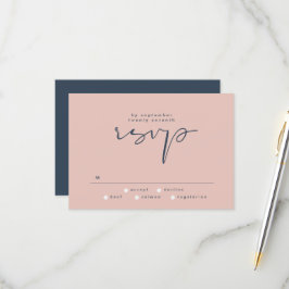 Moderne elegante Dusty Rose Navy Blue Wedding RSVP Karte