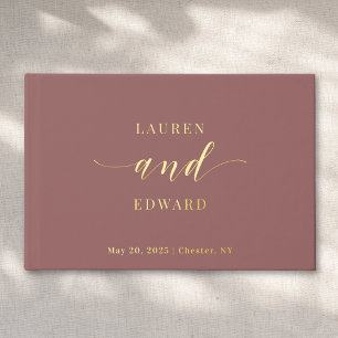 Moderne elegante Dusty Rose und Gold Hochzeit Gästebuch