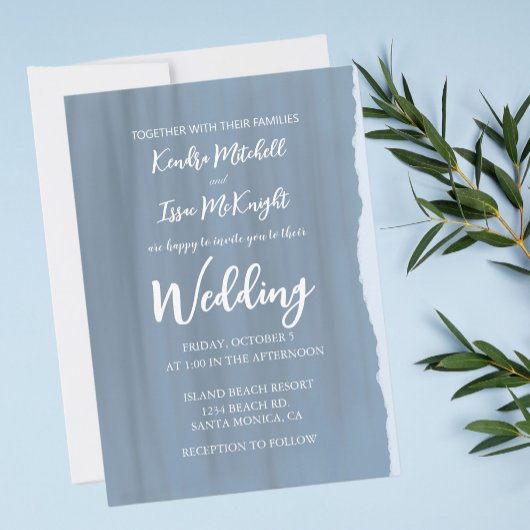 Moderne Elegante Dusty Slate Blue Wedding Einladung