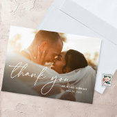 Moderne Elegante Einfache 2 Fotos Hochzeit Dankeskarte