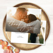 Moderne Elegante Einfache 2 Fotos Hochzeit Dankeskarte