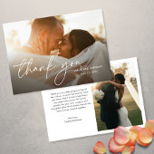 Moderne Elegante Einfache 2 Fotos Hochzeit Dankeskarte